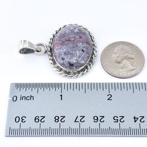 Vintage Sterling Silver 925 Purple Jasper Pendant - Picture 7 of 10